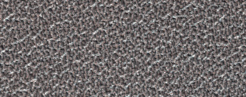 Early Spring Image of North Polar Residual Cap Small Crater and Frost Cover