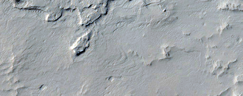 Scarp around Crater Ejecta as Seen in CTX Image