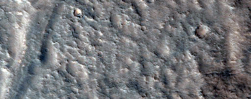 Shallow Channel in Crater as Seen in CTX Image 