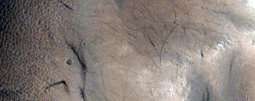 Flat Floored Unnamed Crater in Tharsis Region