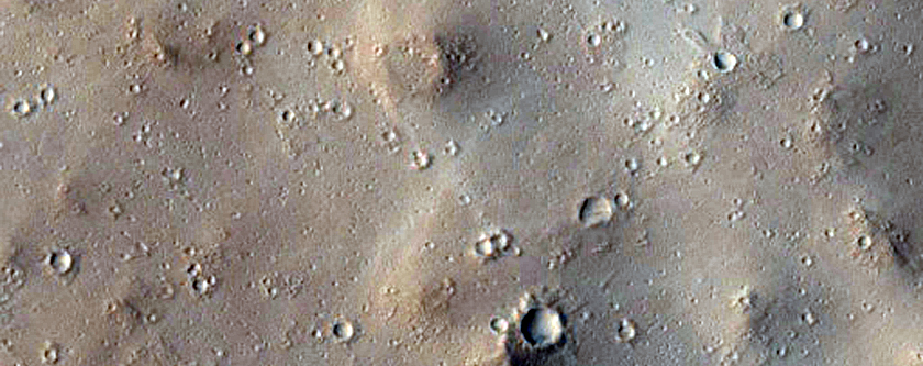 Lobate Features West of Olympus Mons Basal Scarp