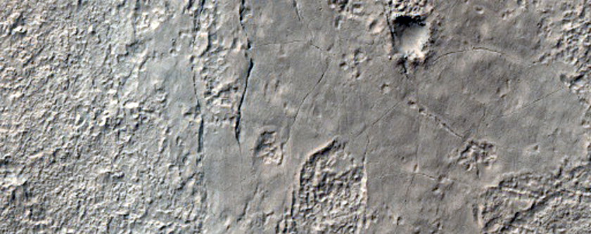 Mound in Crater with Summit Fissure in Terra Cimmeria