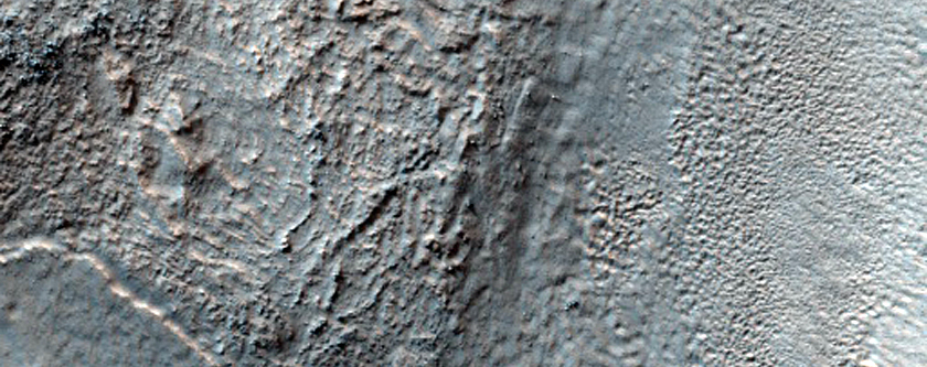 Small Mesa with Bands or Terraces Visible in MOC Image S18-01092