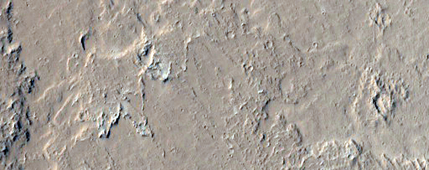 Flow Draped over Crater Rim Visible in CTX Image 