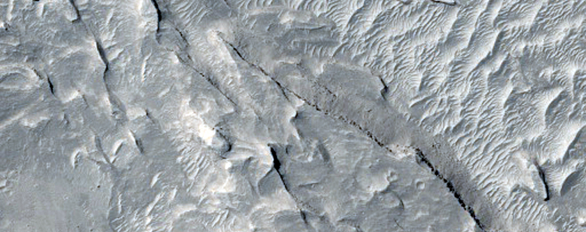 Crater with Fans in Aeolis Region