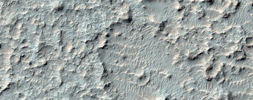 Mottled Patterns on Crater Floor in Hesperia Planum