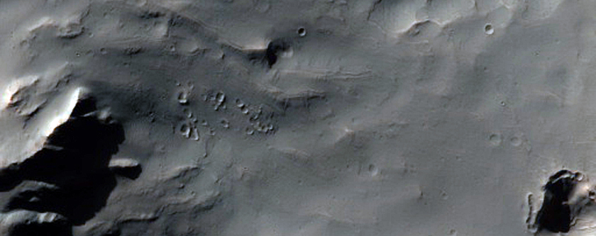 Slope with Boulder Tracks Formed between MOC Images R11-02300 and S01-00136