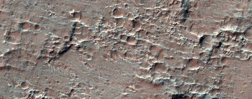 Bedrock Exposures in Crater Wall