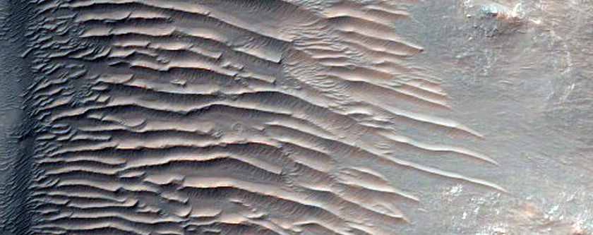 Bedrock Exposed in Crater Wall