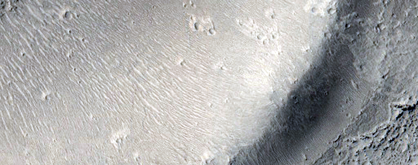 Flow Features in Crater Near Cerberus Fossae