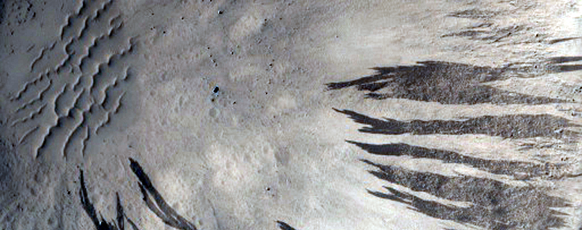 Crater Exposing Bedrock Layers in Amazonis Planitia