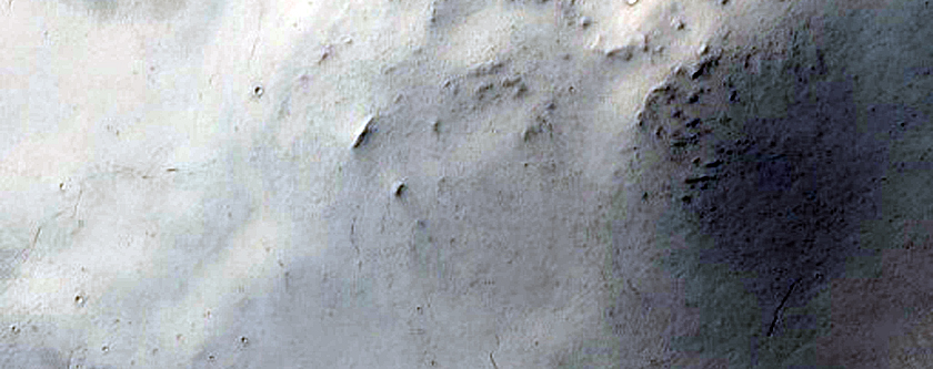 Wrinkle Ridge and Crater Intersection in Terra Sabaea