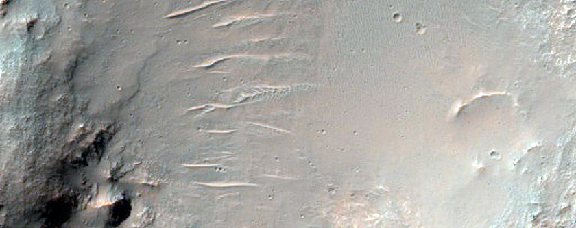 Exposed Bedrock in Crater Central Uplift off Thaumasia Planum