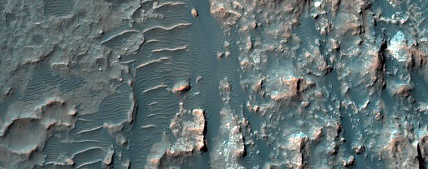 Rocky Central Region of an Impact Crater in Terra Cimmeria