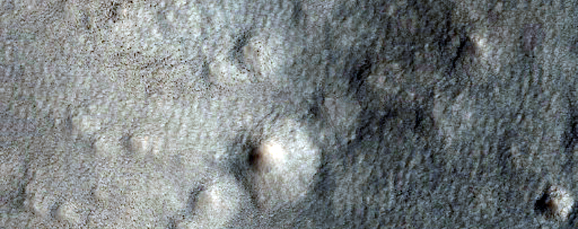 Leveed Channel Near Impact Crater