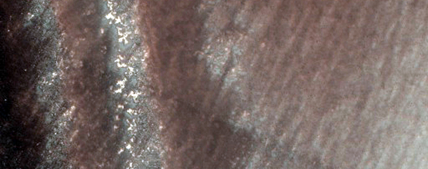 North Polar Layered Deposits Filling Crater