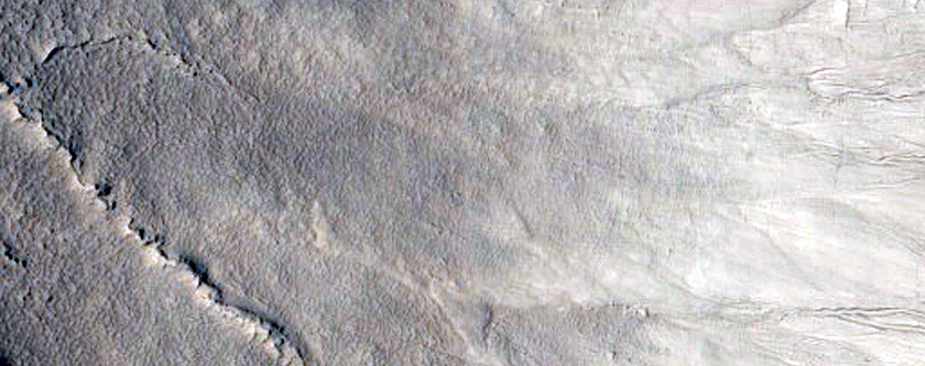 Mid-Latitude Crater with Steep Slopes