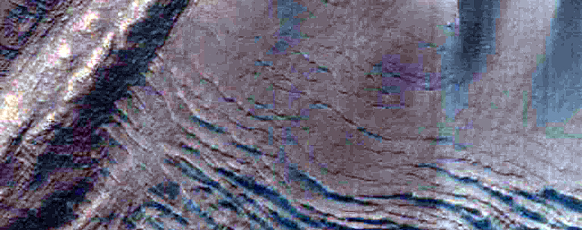 Gullies on South Wall of Crater