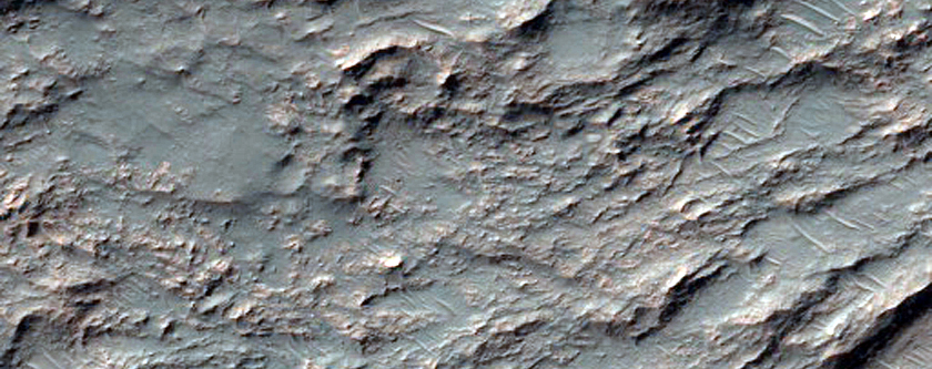 Edge of Fan with Layered Bedrock Exposures