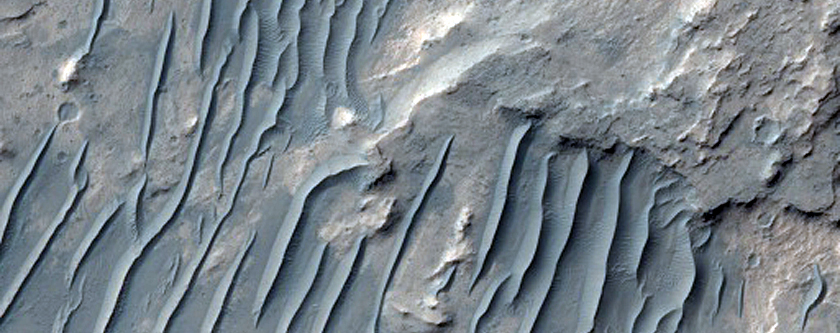 Lineations in Eroded Material in Flaugergues Crater