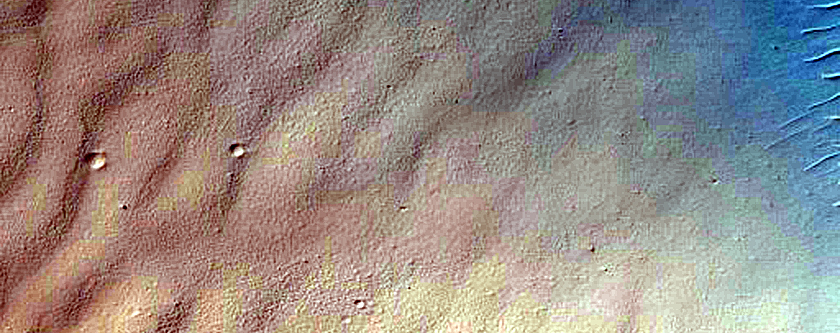 Wrinkle Ridge and Crater Intersection in Terra Sabaea
