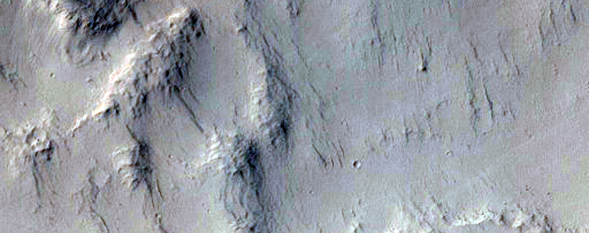 Crater and Massif in Southwest Amazonis Region