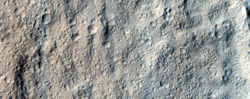 Lobate Feature Northwest of Olympus Mons Basal Scarp