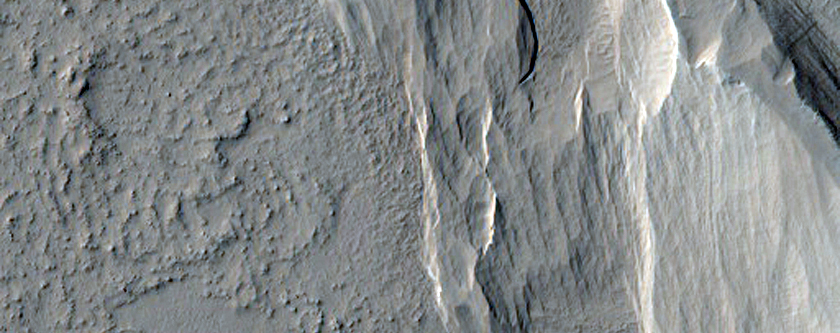 Contact between Medusae Fossae Formation and Young Lava and Cratered Plains