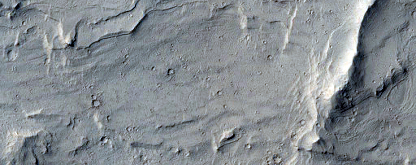 Sinuous Ridge on Crater Wall in Aeolis Region