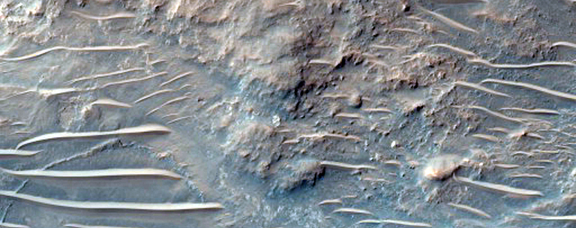Bedrock Exposed on Crater Floor