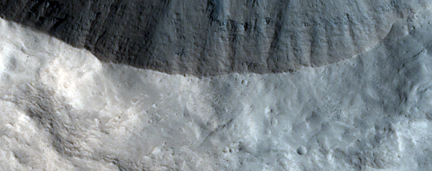 Youthful Crater on Alba Patera Periphery with Gullied South Wall