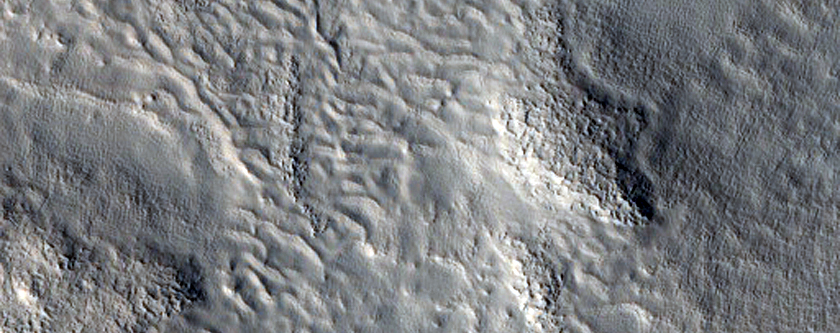 Gullies in Crater in North Tempe Terra
