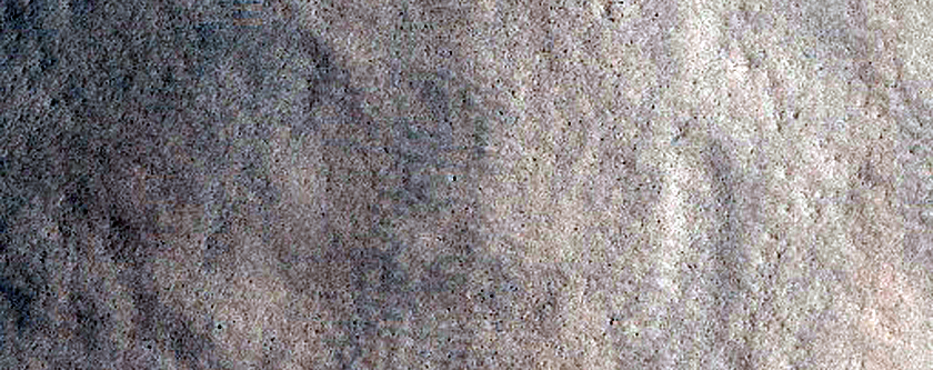 Northern Plains Crater with Wall Outcrops
