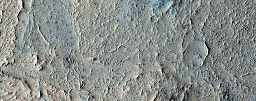 Eroded Crater on Floor of Kasei Valles
