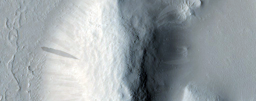 Crater and Adjacent Marte Vallis Flows
