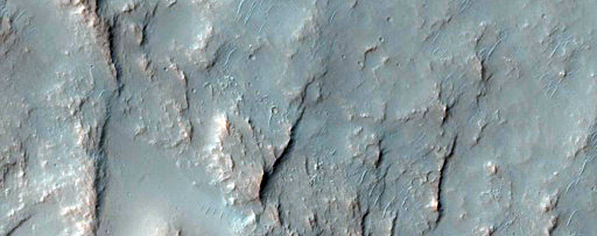 Filled Crater in Terra Sirenum Southwest of Pickering Crater
