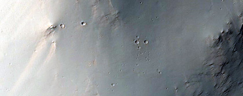Upper Part of Fan and Drainage on Crater Rim Incising into Adjacent Crater
