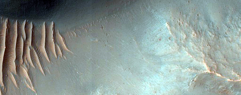 Crater Chain Cutting a Wrinkle Ridge
