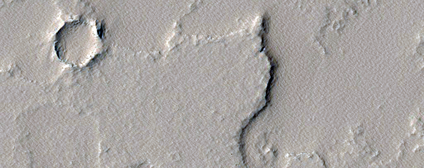 Flow Boundary in Tharsis Region East of Pavonis Mons
