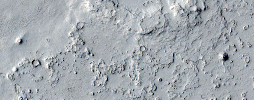 Crater with Flows and Adjacent Channel
