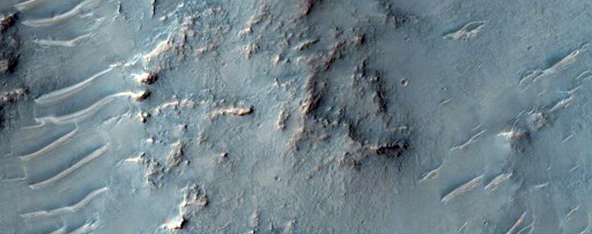 Deformed Crater on Huygens Crater Floor

