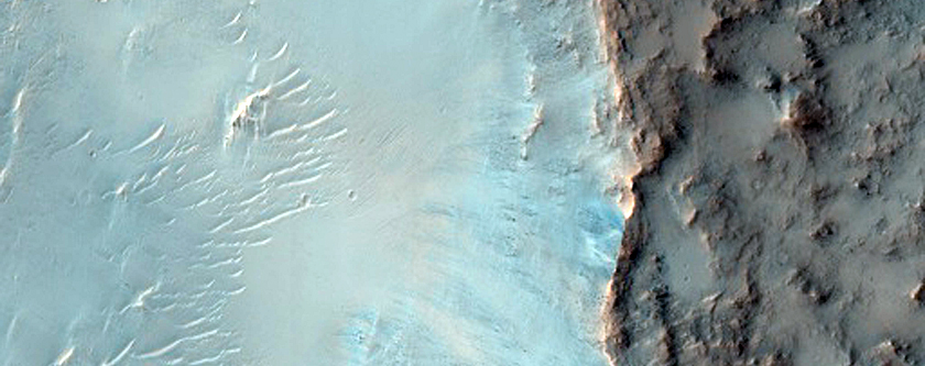 Deformed Crater on Huygens Crater Floor
