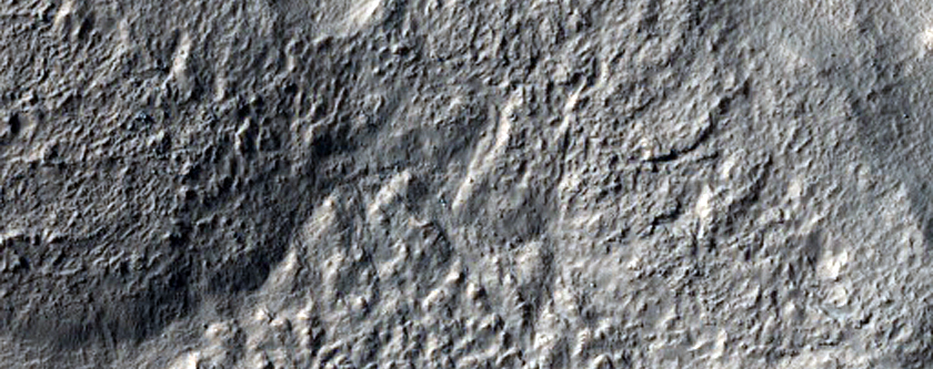 Gullies and Flow Features along Crater Wall in Eastern Hellas Region
