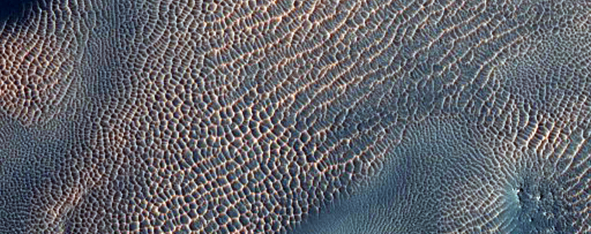 Dunes and Bedrock in Renaudot Crater
