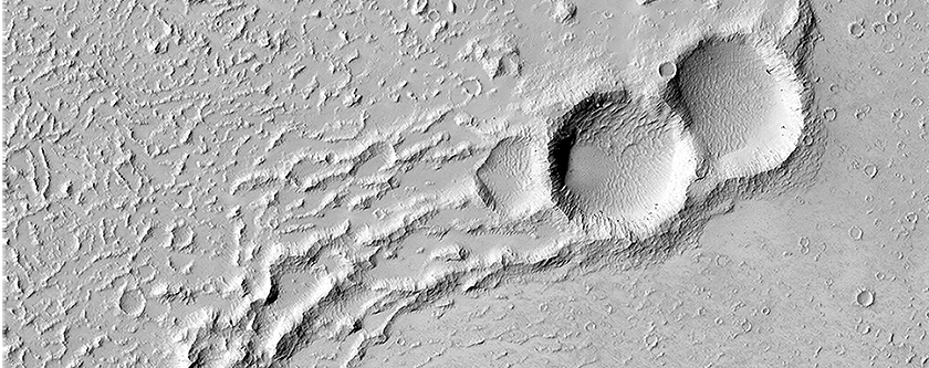 Coules de lave dans Daedalia Planum