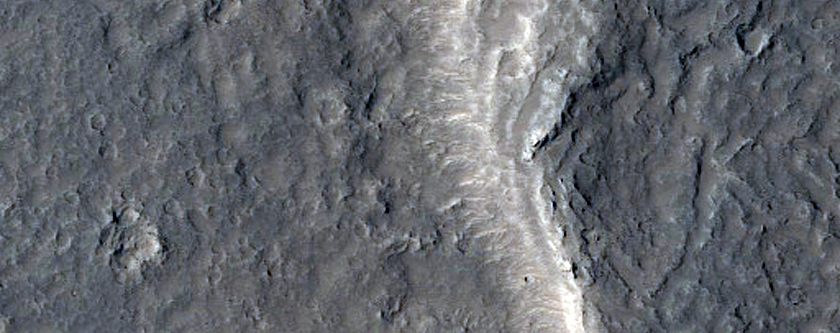 Lava Flows in Crater in Southwestern Daedalia Planum
