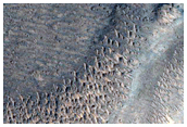 Small Crater Cut by Wrinkle Ridge