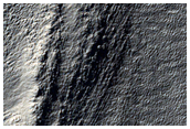 Debris Flow Features on Crater Wall Near Reull Vallis