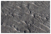 Linear Ridges and Fans on Floor of Peridier Crater
