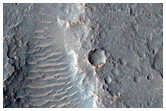Crater and Elevated Troughs in THEMIS Image V27135001
